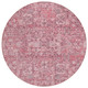 8' Pink Blush And Charcoal Round Floral Washable Indoor Outdoor Area Rug