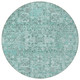 8' Teal Blue Aqua And Gray Round Floral Washable Indoor Outdoor Area Rug