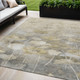 5' X 8' Beige Taupe And Wheat Floral Washable Indoor Outdoor Area Rug