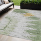 5' X 8' Artichoke Green And Olive Green Abstract Washable Indoor Outdoor Area Rug