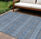 9' X 12' Navy Blue And Sky Blue Floral Medallion Washable Indoor Outdoor Area Rug