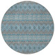 8' Teal Blue Aqua And Gray Round Floral Medallion Washable Indoor Outdoor Area Rug