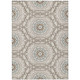 8' X 10' Beige Brown And Teal Blue Floral Medallion Washable Indoor Outdoor Area Rug