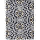10' X 14' Black Ivory And Gray Floral Medallion Washable Indoor Outdoor Area Rug