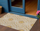 3' X 5' Gold Gray And Ivory Floral Medallion Washable Indoor Outdoor Area Rug