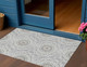 3' X 5' Gray Silver And Ivory Floral Medallion Washable Indoor Outdoor Area Rug