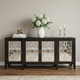 72" Black and Silver Mirrored Solid Wood and Glass Distressed Solid Console Table