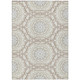 5' X 8' Ivory Beige And Silver Floral Medallion Washable Indoor Outdoor Area Rug