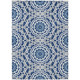 5' X 8' Navy Blue Ivory And Gray Floral Medallion Washable Indoor Outdoor Area Rug