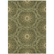 9' X 12' Olive Green Artichoke Green And Gold Floral Medallion Washable Indoor Outdoor Area Rug