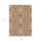 3' X 5' Orange Copper And Beige Floral Medallion Washable Indoor Outdoor Area Rug