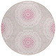 8' Pink Blush And Ivory Round Floral Medallion Washable Indoor Outdoor Area Rug