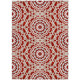 3' X 5' Red Beige And Ivory Floral Medallion Washable Indoor Outdoor Area Rug