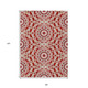 8' X 10' Red Beige And Ivory Floral Medallion Washable Indoor Outdoor Area Rug