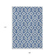 9' X 12' Blue And Ivory Geometric Washable Indoor Outdoor Area Rug