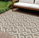 10' X 14' Brown And Ivory Geometric Washable Indoor Outdoor Area Rug