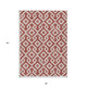 3' X 5' Burgundy And Ivory Geometric Washable Indoor Outdoor Area Rug