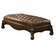 65" Brown Tufted Faux Leather Upholstered Bench