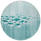 8' Teal Blue Aqua And Ivory Round Nautical Washable Indoor Outdoor Area Rug