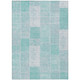 9' X 12' Aqua Teal Blue And Silver Patchwork Washable Indoor Outdoor Area Rug