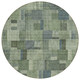 8' Green And Mint Green Round Geometric Washable Indoor Outdoor Area Rug