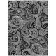 9' X 12' Black Gray And White Paisley Washable Indoor Outdoor Area Rug