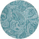 8' Turquoise And Ivory Round Paisley Washable Indoor Outdoor Area Rug