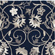 5' X 8' Navy Blue Round Floral Indoor Outdoor Area Rug