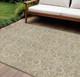 9' X 12' Beige Taupe And Brown Floral Washable Indoor Outdoor Area Rug
