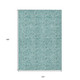 10' X 14' Teal Blue And Aqua Floral Washable Indoor Outdoor Area Rug