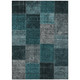 5' X 8' Teal Blue Aqua And Charcoal Patchwork Washable Indoor Outdoor Area Rug