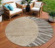 8' Chocolate Beige And Taupe Round Abstract Washable Indoor Outdoor Area Rug