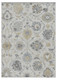 7' X 10' Ivory Gray And Green Wool Floral Hand Tufted Distressed Area Rug
