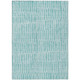 10' X 14' Teal Blue And Aqua Striped Washable Indoor Outdoor Area Rug