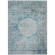 9' X 12' Teal Blue Aqua And Gray Oriental Washable Indoor Outdoor Area Rug
