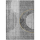 9' X 12' Charcoal Gray And Silver Geometric Washable Indoor Outdoor Area Rug