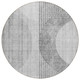 8' Gray Silver And Charcoal Round Geometric Washable Indoor Outdoor Area Rug