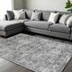 9' X 13' Gray And Dark Gray Floral Medallion Hand Loomed Distressed Area Rug