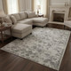 8' X 11' Ivory Gray And Brown Floral Area Rug