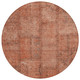 8' Salmon Copper And Gray Round Patchwork Washable Indoor Outdoor Area Rug