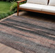 9' X 12' Blue Charcoal And Copper Botanical Leaves Washable Indoor Outdoor Area Rug