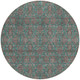 8' Teal Blue Beige And Taupe Round Floral Washable Indoor Outdoor Area Rug
