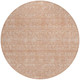 8' Copper And Beige Round Floral Washable Indoor Outdoor Area Rug