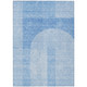 10' X 14' Sky Blue And Denim Blue Geometric Washable Indoor Outdoor Area Rug