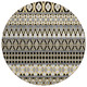 8' Charcoal Gray And Gold Round Quatrefoil Washable Indoor Outdoor Area Rug