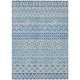 3' X 5' Sky Blue And Denim Blue Quatrefoil Washable Indoor Outdoor Area Rug