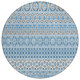 8' Sky Blue And Denim Blue Round Quatrefoil Washable Indoor Outdoor Area Rug