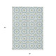 3' X 5' Sky Blue Ivory And Artichoke Green Floral Medallion Washable Indoor Outdoor Area Rug