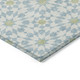 9' X 12' Sky Blue Ivory And Artichoke Green Floral Medallion Washable Indoor Outdoor Area Rug
