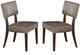 Set of Two Tufted Gray And Brown Upholstered Fabric Open Back Dining Side Chairs